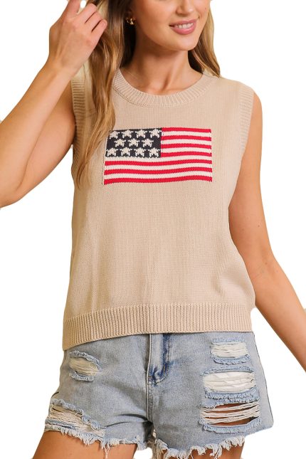 Usa Flag Sweater Top