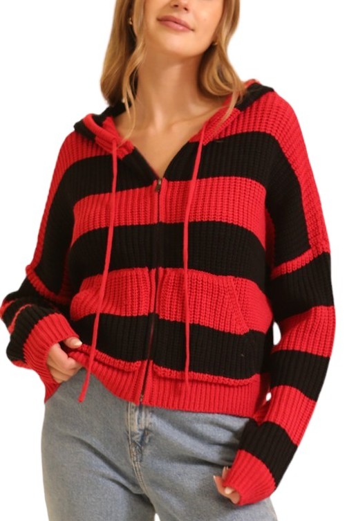 Zip Up Cable Knit Hoodie