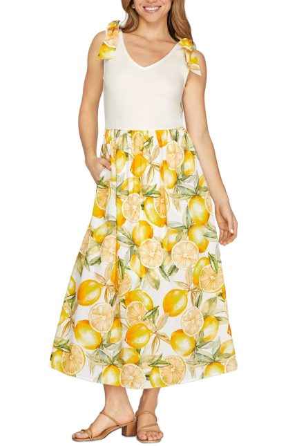 Woven Printed Combo Midi Dress