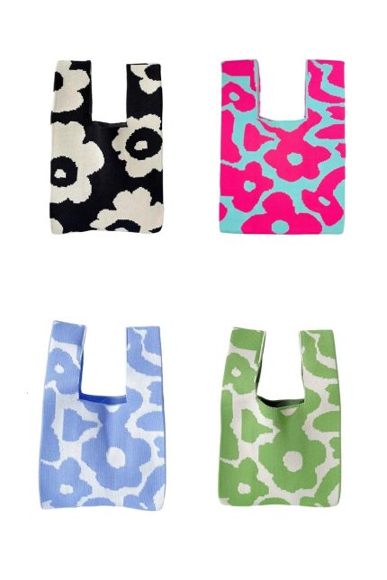 Aesthetic Flower Knitted Tote Handbag