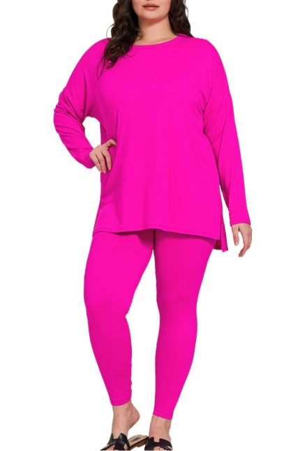 Plus Brushed Dty Microfiber Loungewear Set