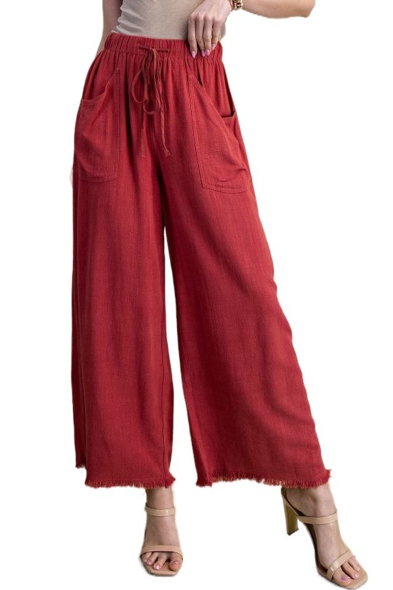 Frayed Cropped Wide Leg Pants