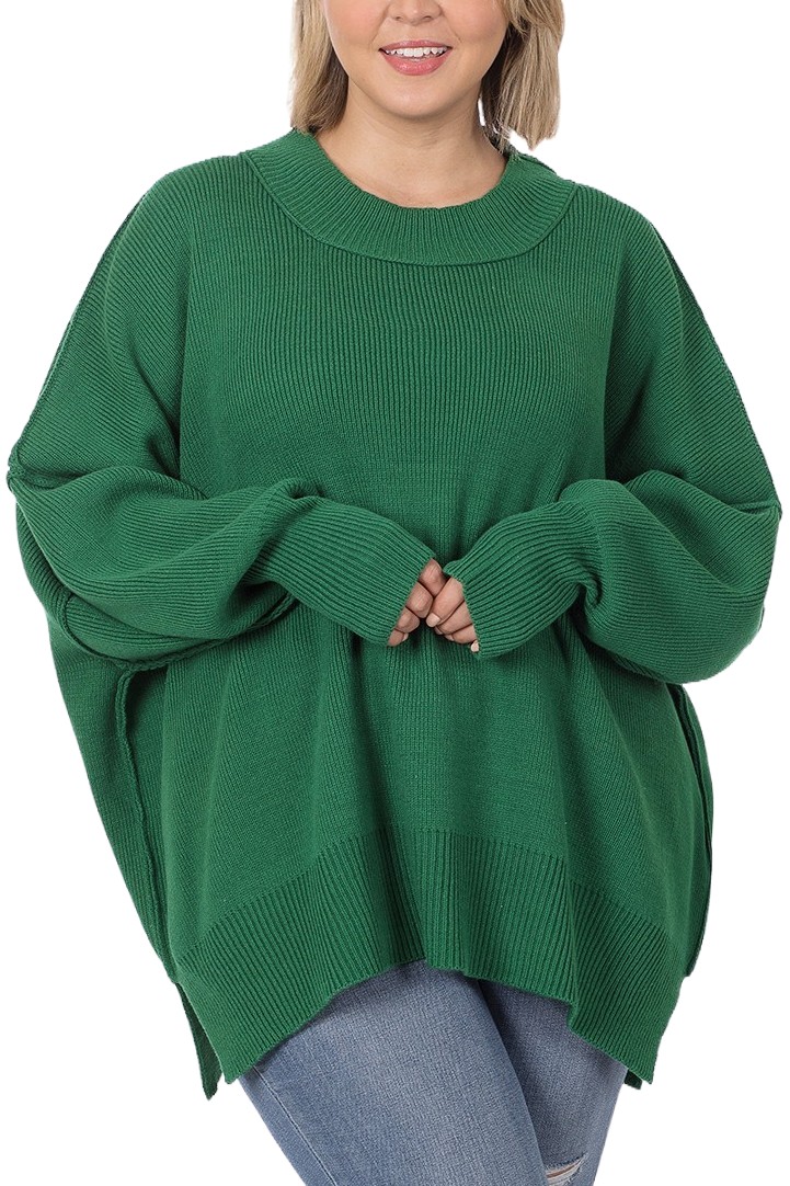 Plus Side Slit Oversized Sweater