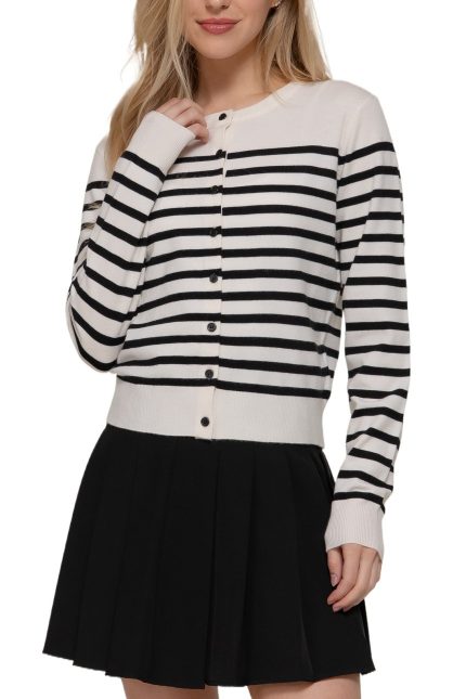 Long Slv Stripe Sweater Cardigan