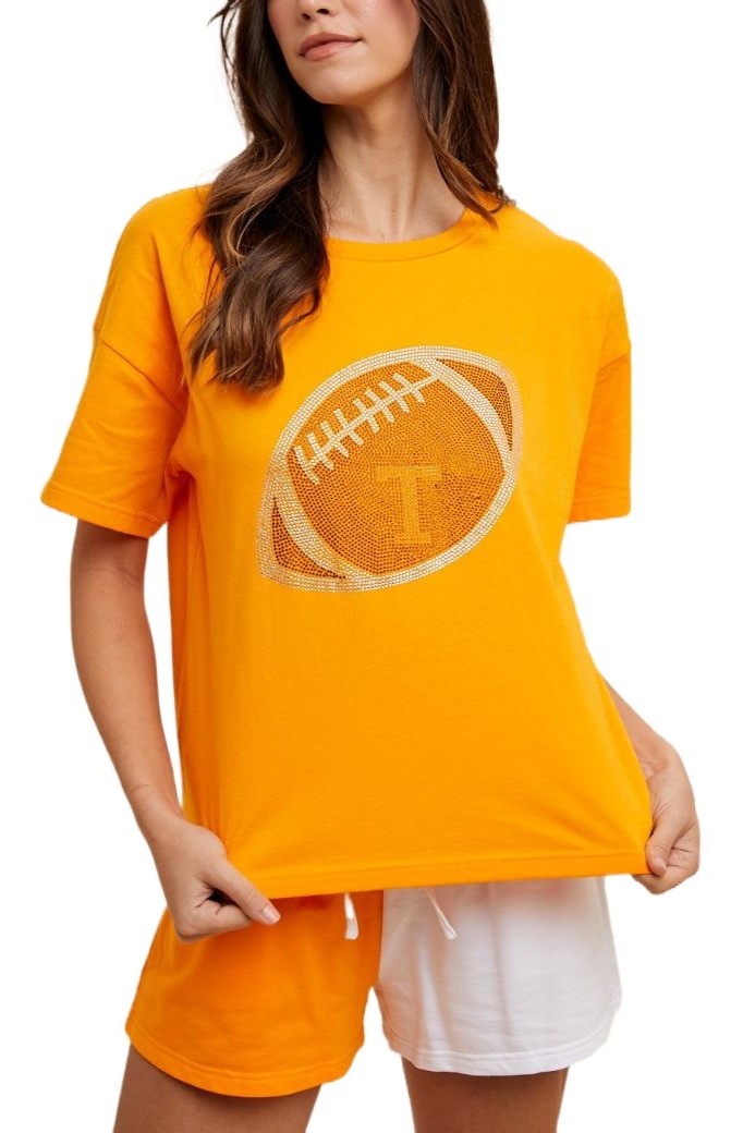 Game Day Football Rhinestone Hotfix Jersey T Shirt