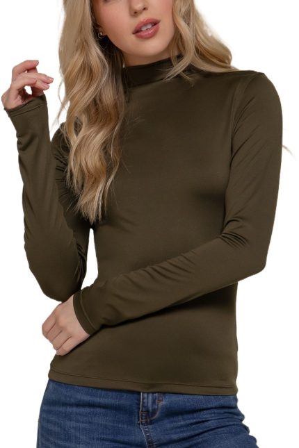Long Slv High Neck Ity Knit Top