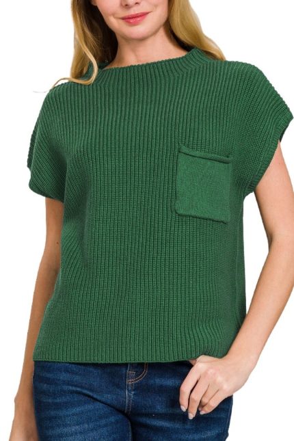 Mock Neck Short Sleeve Sweater