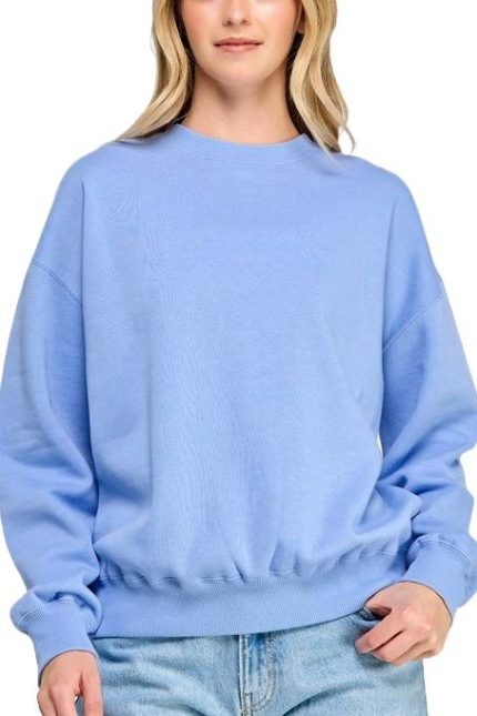 Fleece Basic Relaxed Fit Crew Neck Sweatshirt