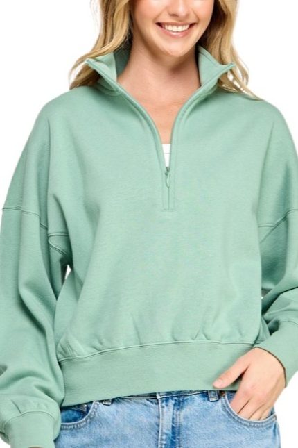 Fleece Comfy Hal Zip Sweatshirt