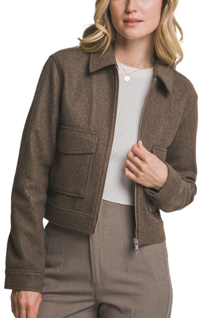 Zip-up Flat Pocket Jacket