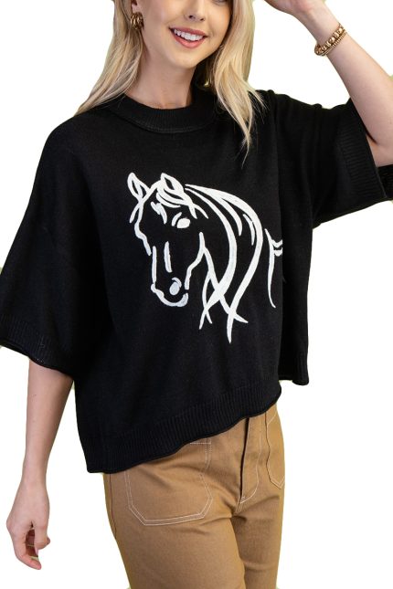 Horse Motif Sweater