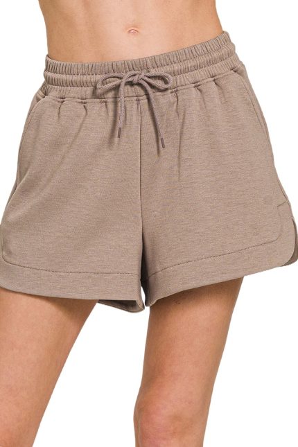 Scuba Elastic Waistband Shorts With Pocket