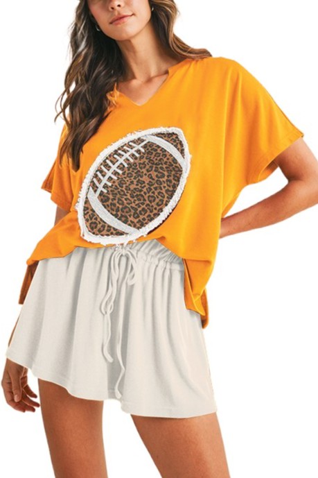 Game Day Leopard Football Patch Knit Pullover