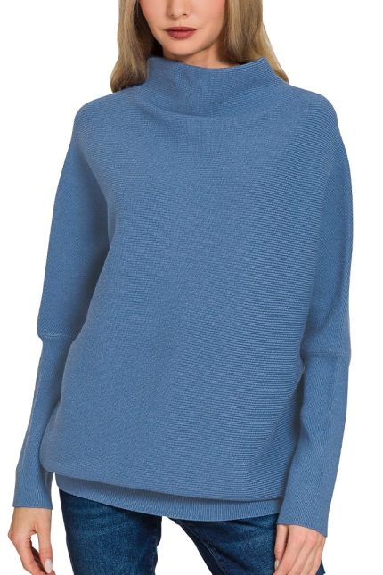 Viscose Dolman Sleeve Mock Neck Sweater