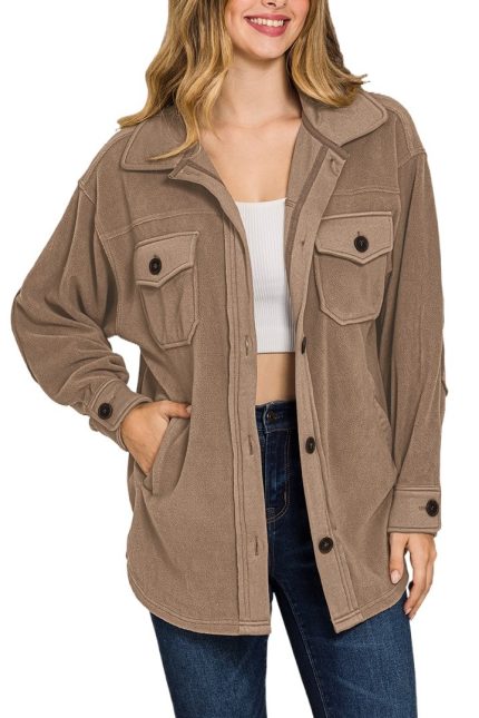 Oversized Basic Fleece Shacket