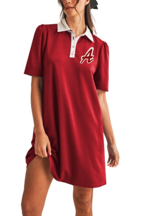 Game Day Lettering Patch Puff Sleeve Knit Dress