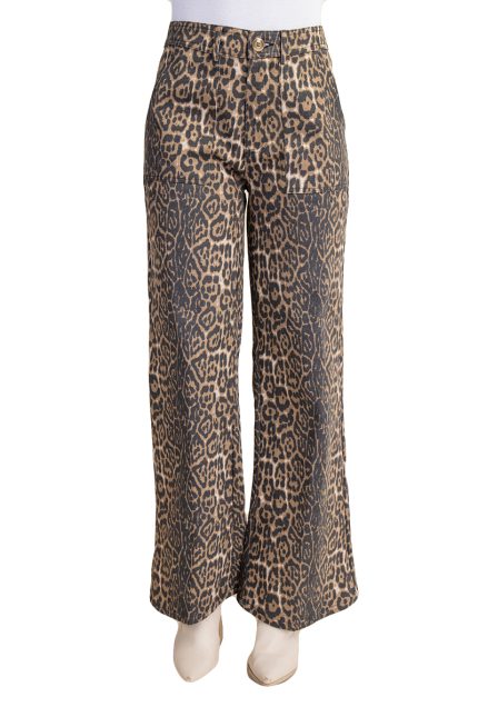 Leopard Print Flare Jeans