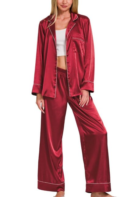 Satin Long Sleeve Pajama Set