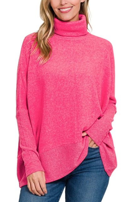 Brushed Melange Hacci Turtleneck Sweater