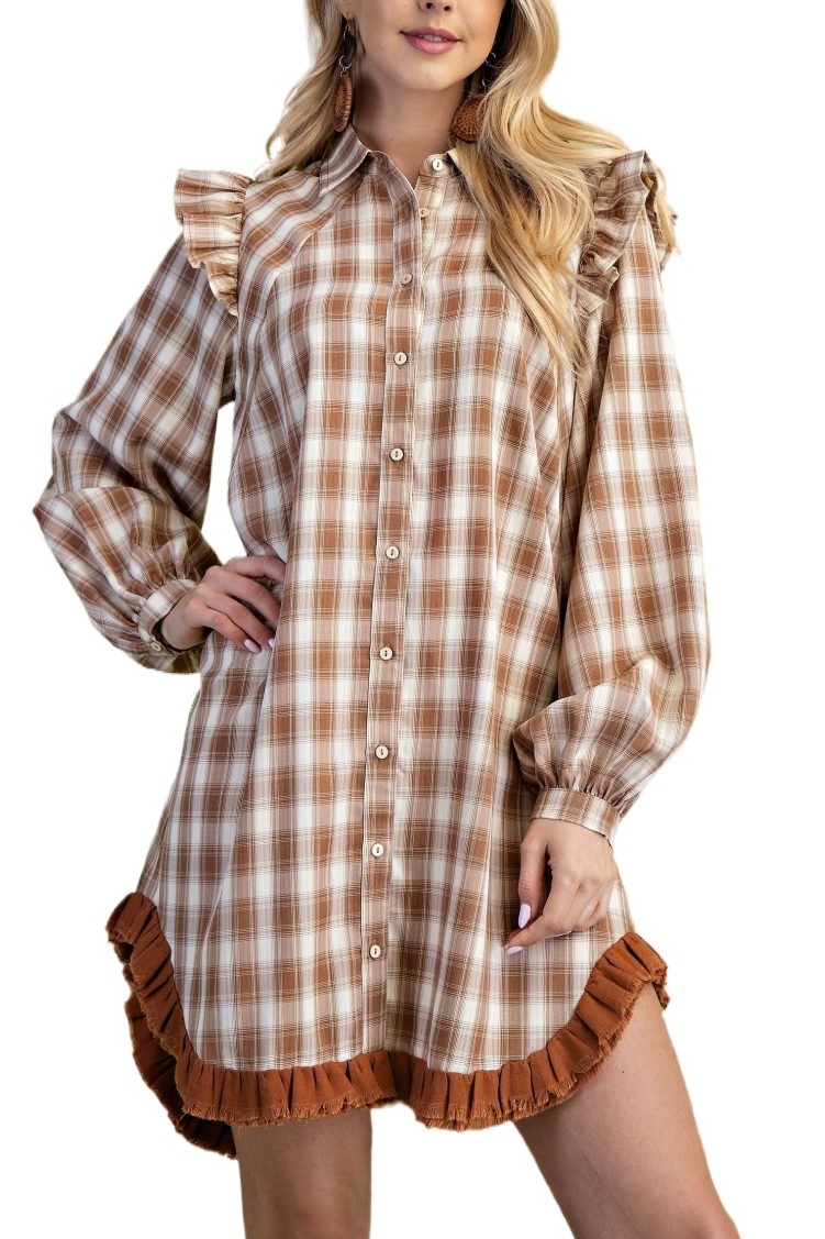 Plaid Mini Shirt Dress