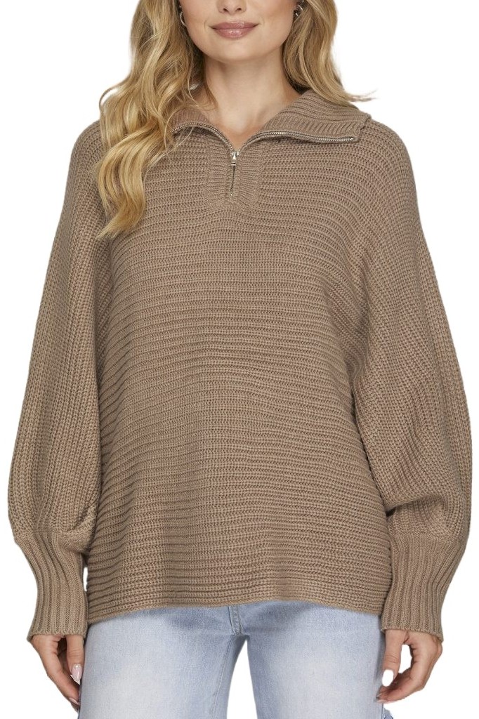 Long Sleeve Half Zip Batwing Sweater