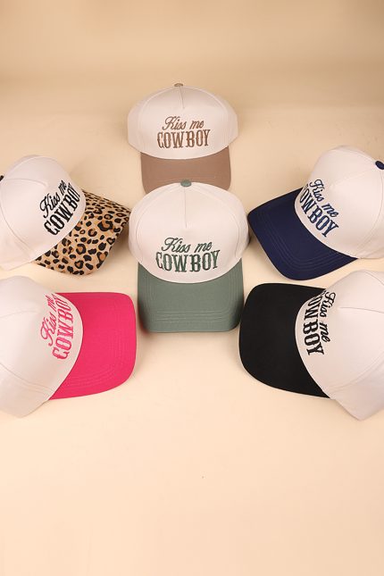 Kiss Me Cowboy Two Tone Canvas Cotton Cap