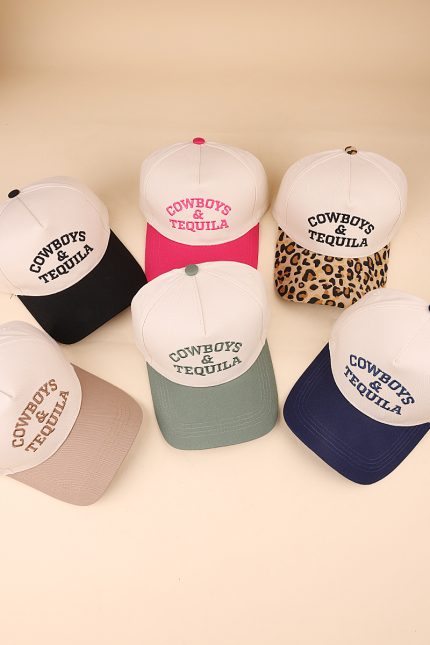 Cowboys And Tequila Two Tone Canvas Cotton Cap