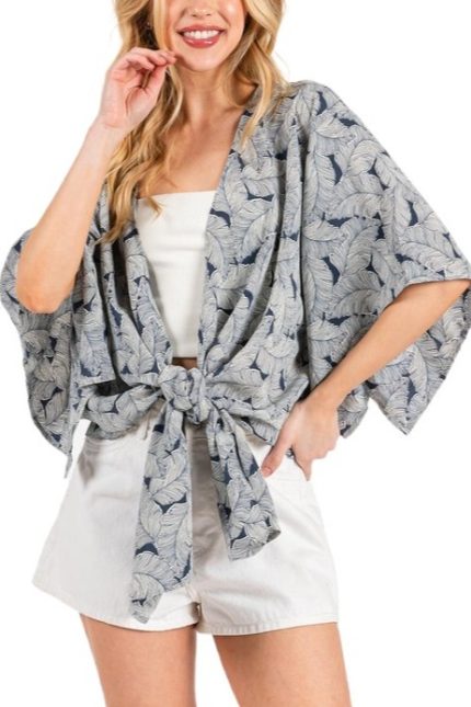 Front Tie Kimono Cardigan