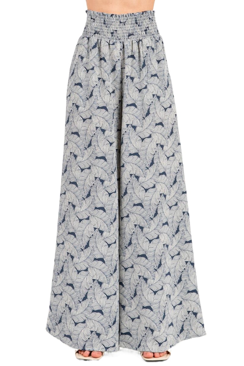 Waist Smocked Wide Leg Pants