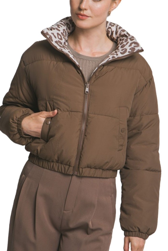 Reversible Stand Collar Puffer Jacket