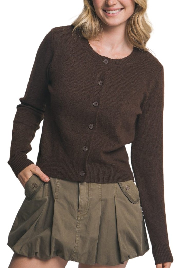 Crew Neck Button-up Cardigan