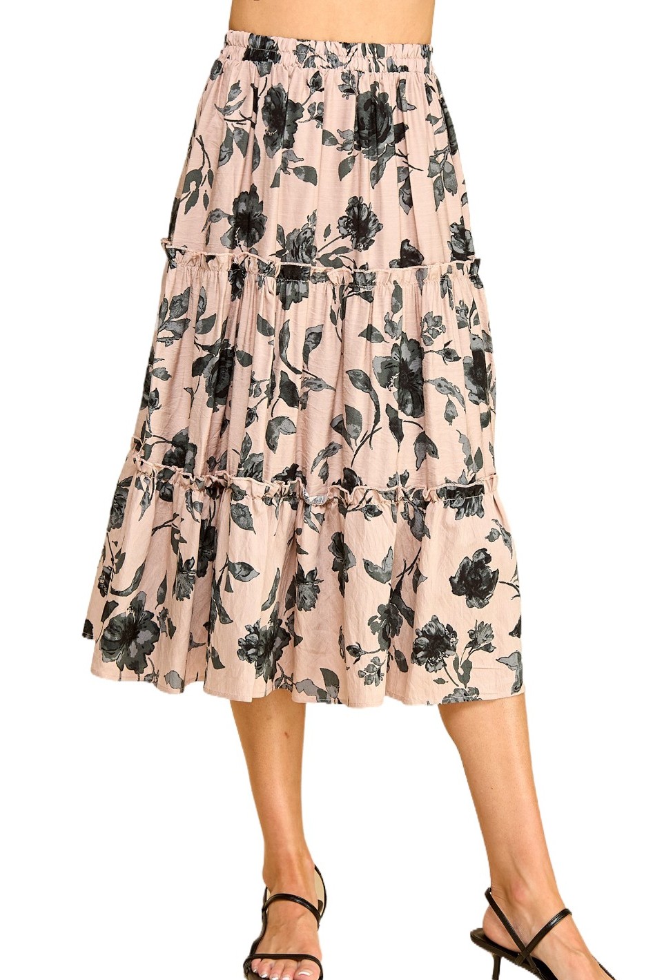 Floral Printed Three Layered Skirt