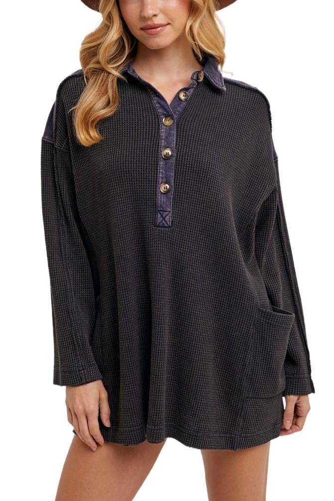 Thermal Henley Tunic Shirt