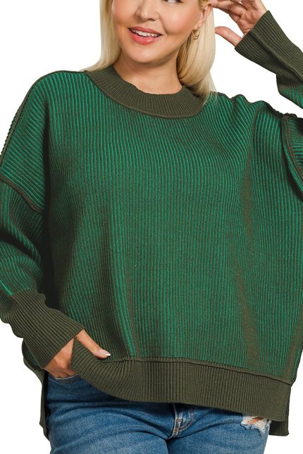 Plus Exposed Seam Two-tone Sweater