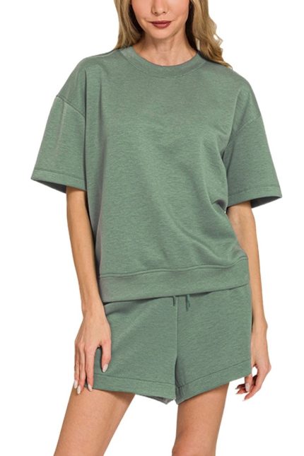 Scuba Short Sleeve Top Shorts Set