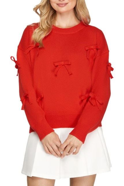 Long Sleeve Bow Sweater Top
