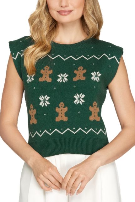 Ginger Bread Pattern Sweater Top