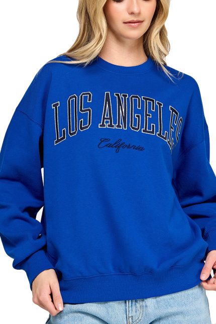 Fleece Relaxed Fit Sweatshirt With La Embroidery