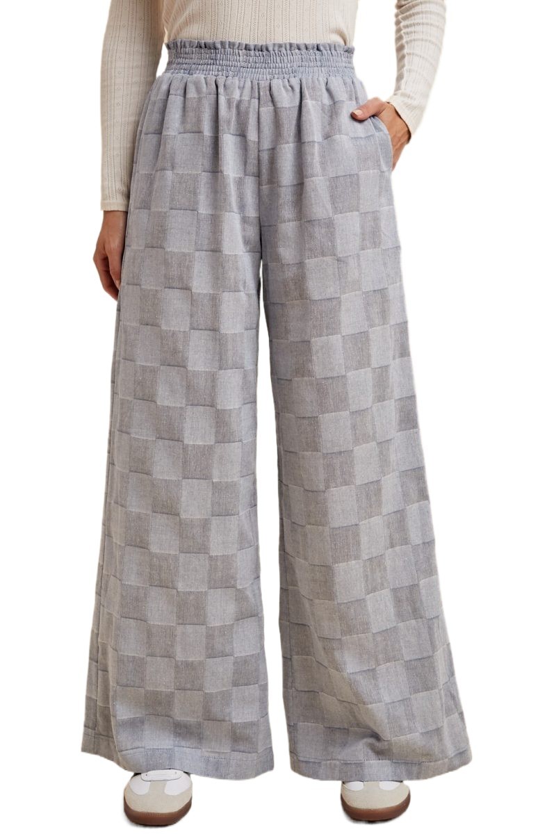 Checkerboard Wide Palazzo Pants