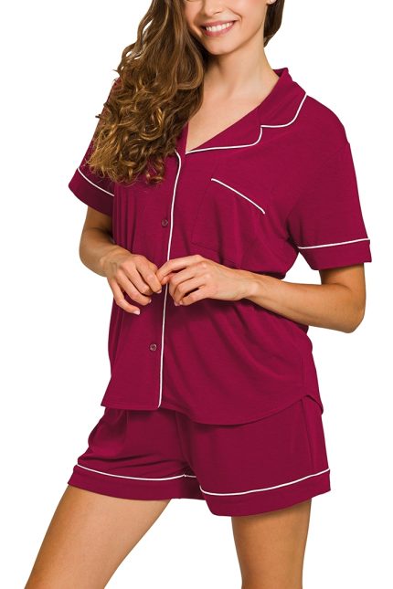 Short Sleeve Button Down Shirts & Shorts 2 Piece Set