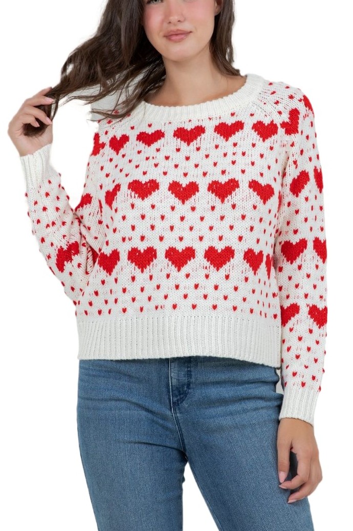 Heart Pattern Knit Sweater