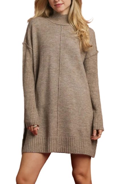 Cozy Knit Turtleneck Sweater Dress