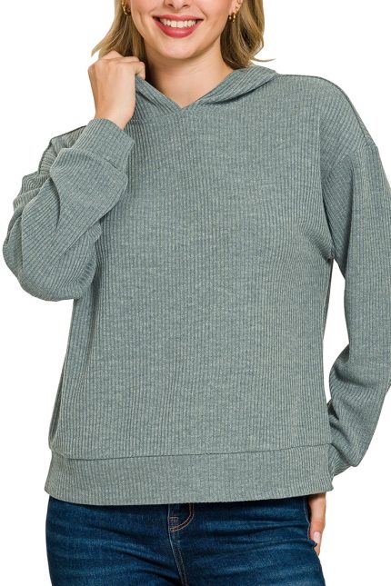 Ribbed Hoodie Pullover