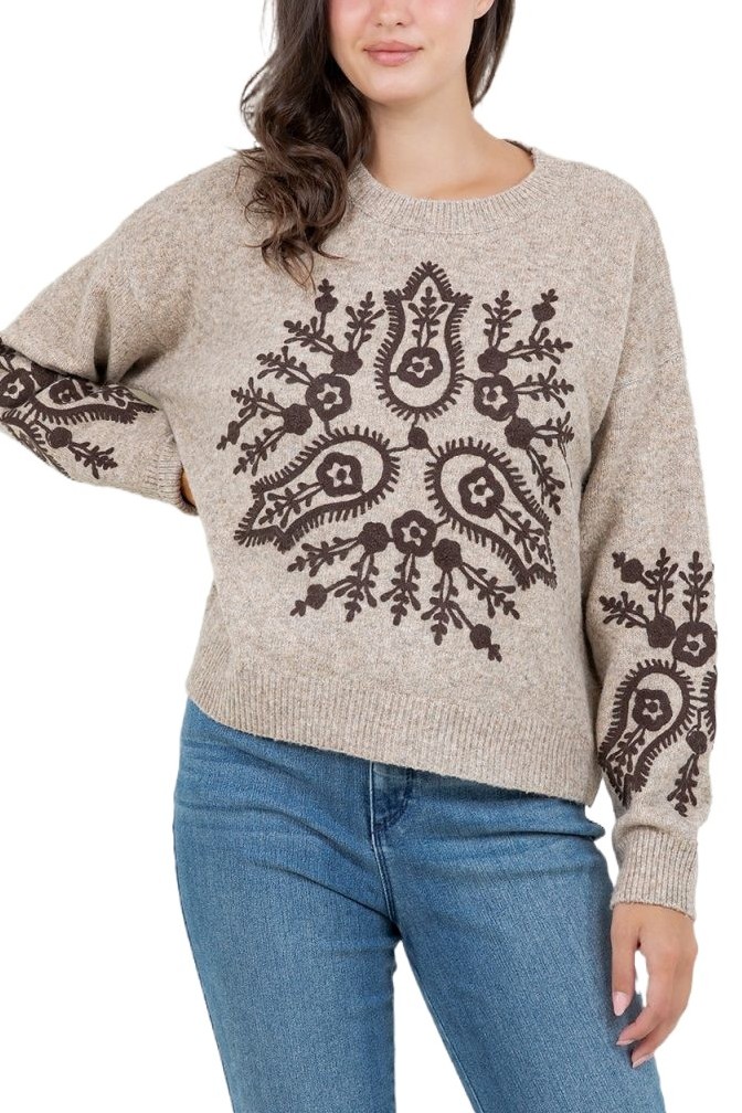 Floral Medallion Knit Sweater