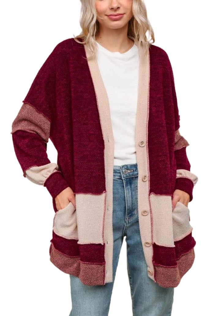 Loose Fit Button Down Cardigan W/ Side Pockets