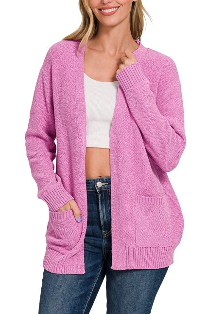 Melange Open Front Sweater Cardigan