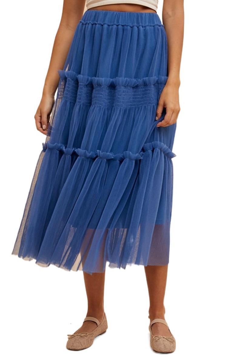 Tulle Tiered Midi Skirt
