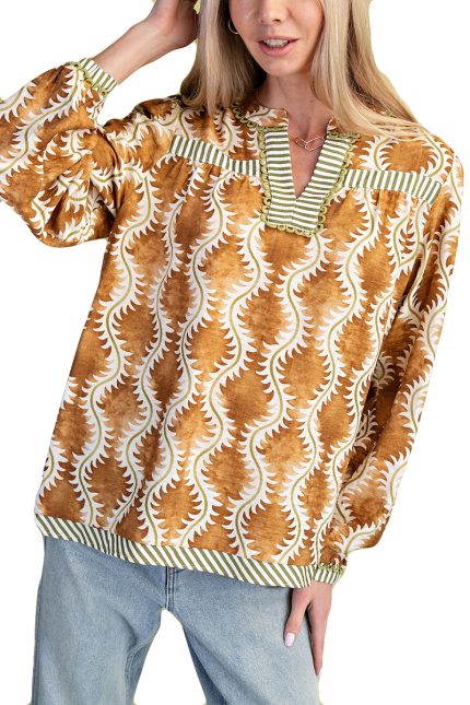 Printed V-neck Top