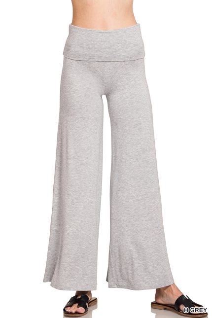 Fold Over Waist Comfy Palazzo Pants