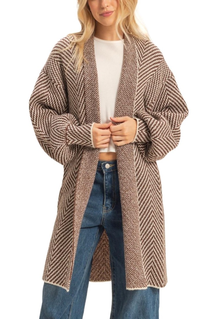 Herringbone Sweater Cardigan